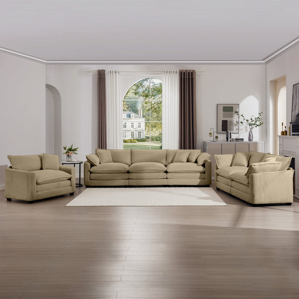 English Elm 3 Piece Sectional Sofa - Luxurious Tan Corduroy Modular Design For Comfort & Style In Any Space W714S00787
