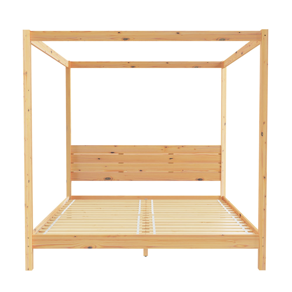 English Elm Walker Edison - Modern Pine Canopy Bedframe King — Minimalist Boho Design, Solid Pine Slats, Center Support, No Box Spring Needed Natural Wood 84 L x 12.75 W x 11.25 H B185P169192