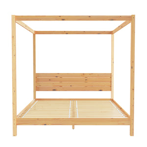 English Elm Walker Edison - Modern Pine Canopy Bedframe King — Minimalist Boho Design, Solid Pine Slats, Center Support, No Box Spring Needed Natural Wood 84 L x 12.75 W x 11.25 H B185P169192