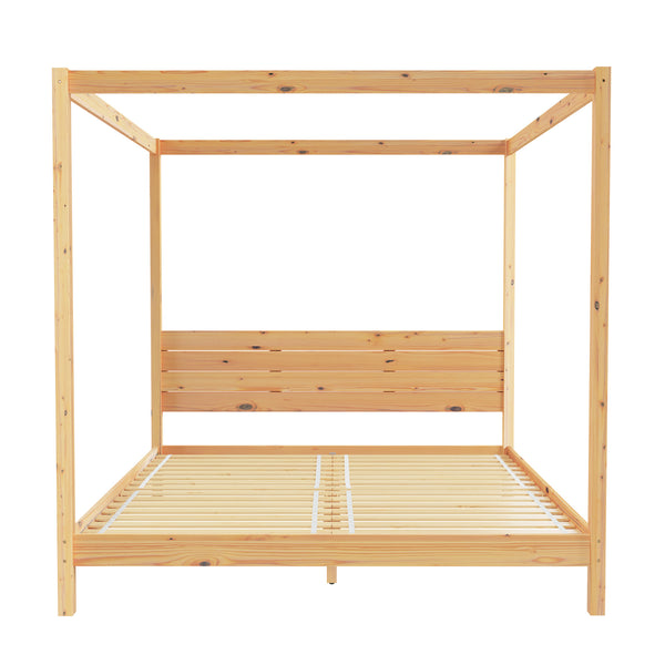 English Elm Walker Edison - Modern Pine Canopy Bedframe King — Minimalist Boho Design, Solid Pine Slats, Center Support, No Box Spring Needed Natural Wood 84 L x 12.75 W x 11.25 H B185P169192