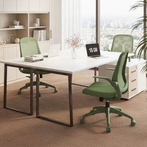 English Elm Ergonomic Mesh Back Task Chair with Flip Armrests High Density Foam Seat 500lb Capacity Green W5280P464455