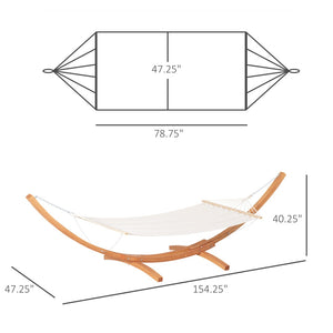 English Elm Outsunny Extra Large Cotton Hammock With Stand - Boho Style, No Trees Needed, Perfect For Relaxing Indoors & Outdoors W2225P174062-GIGA