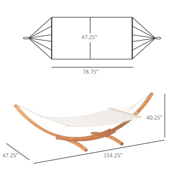 English Elm Outsunny Extra Large Cotton Hammock With Stand - Boho Style, No Trees Needed, Perfect For Relaxing Indoors & Outdoors W2225P174062-GIGA