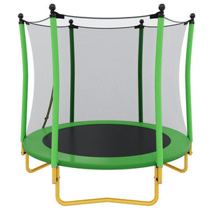 English Elm [without Basketball Hoop] 5.5 Ft Kids Trampoline with Safety Net and Foam Padded Poles Green N739P443065F