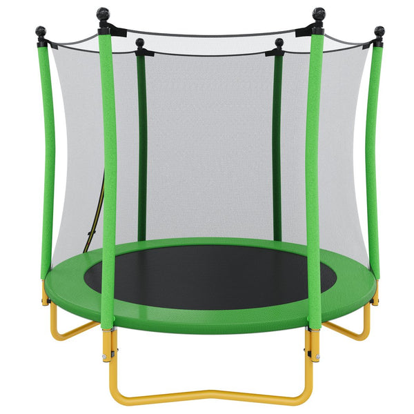 English Elm [without Basketball Hoop] 5.5 Ft Kids Trampoline with Safety Net and Foam Padded Poles Green N739P443065F