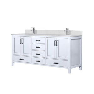 English Elm White Double Bath Vanity 72 in W x 22 in D with White Quartz Top, Soft-Close Storage & Chrome Faucet B2731P259097