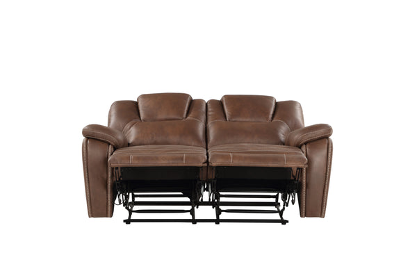 English Elm Steve Silver - Katrine 3-Piece Living Room Set with Faux-Leather Baseball Stitching, Padded Headrests & Recline Dark Brown B081S00237