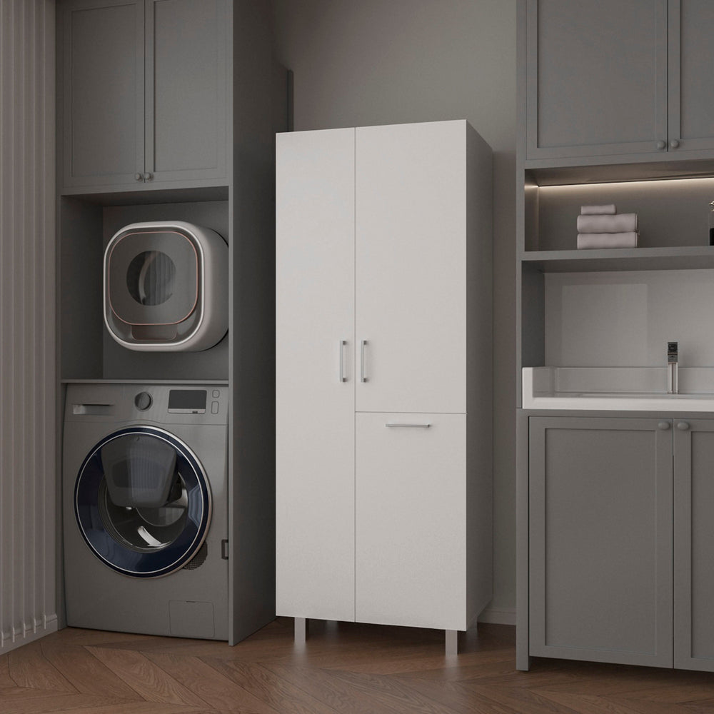 English Elm White Wall-Mounted Washbasin Cabinet with Drawer & Double Doors, Metal Legs, Sleek Modern Storage B062S01385
