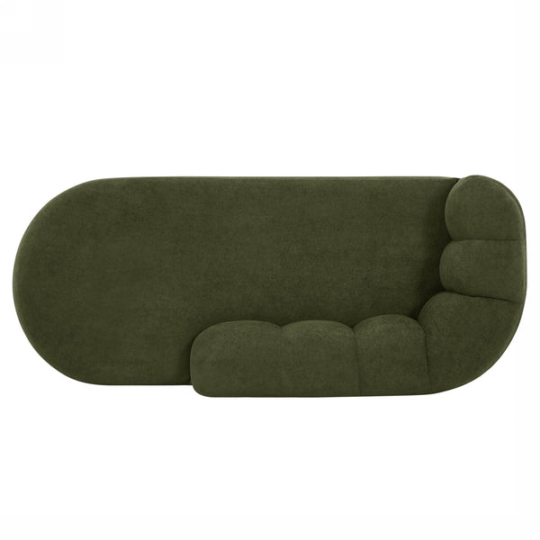 English Elm 80" Curved Sofa Scalloped Bubble Back Polyester Upholstered Modern Living Room Seating Olive Green N771P397555L