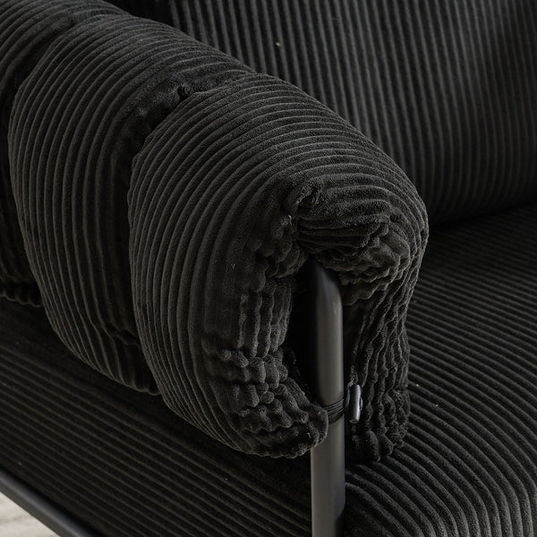 English Elm TS Modern decorative chair with plush teddy fleece upholstery and gold metal legs for luxe comfort and style Black W2311P308070