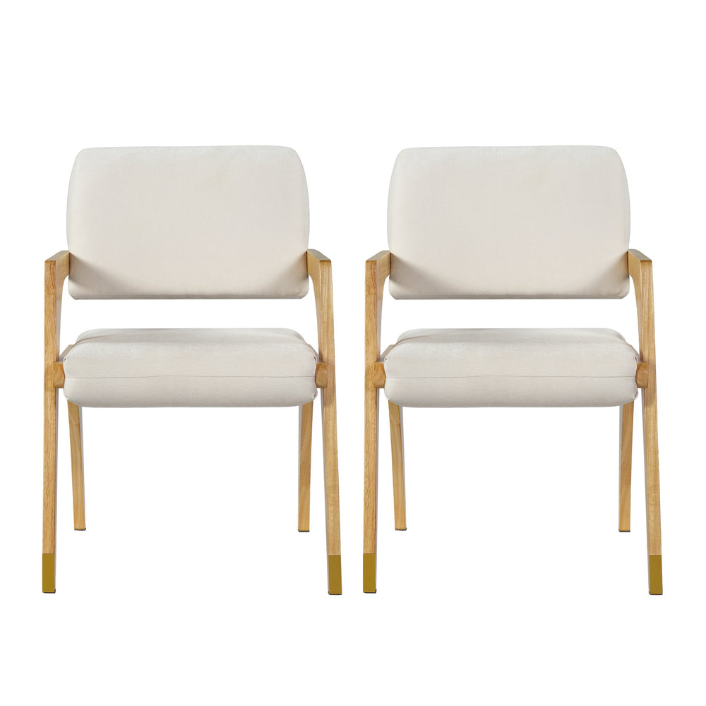 English Elm Mid-century Modern Dining Arm Chairs Rubber Wood Splayed Legs Upholstered Set of 2 N768P446218N