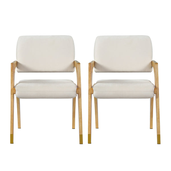 English Elm Mid-century Modern Dining Arm Chairs Rubber Wood Splayed Legs Upholstered Set of 2 N768P446218N