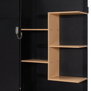 English Elm Queen Murphy Wall Bed with Velvet Sofa Built in Shelves Cabinets and Reading Lights Black LP000393AAB