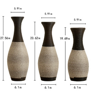 English Elm Desktop PVC Vase Set of 3 Decorative Tall Floor and Table Vases—Modern Durable Artful Accents for Home Black White,Coffee W2796P261483