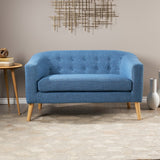 Christopher Knight Home® - Noble House - Bridie Muted Blue Fabric Mid Century Modern Loveseat