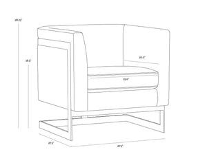 Sunpan Yvette Armchair - Exquisite Antique Brass Frame with Luxurious Velvet Upholstery for Modern Spaces Stainless Steel / Cantina Magnetite