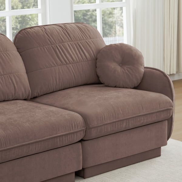 English Elm Chenille Cloud Modular Loveseat with Deep Foam Cushions Quilted Back and Ottoman Rose Dust W714S01775
