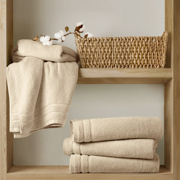 JLA Home Comfort Spaces - Quick Quick Dry 100% Cotton Towel Set delivers 400 GSM plush, fast-drying absorbency, Oeko-Tex safe luxury for everyday use Beige AM73-0249