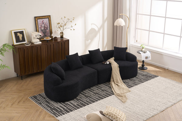 English Elm Compression Compression Sponge Sofa Curved Modular Sectional with 30D High-Density Chenille Sleeper for Cozy Apartment Living Room Comfort and Safe Rounded Design Black W2231S00041
