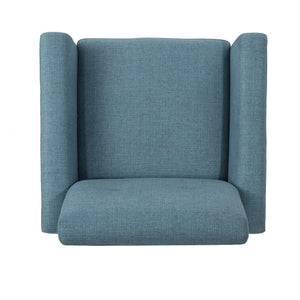 English Elm Christopher Knight Home® - CLUB Vintage-Inspired Fabric Club Chair with Nailhead Trim & Scroll Arms, Birch Legs, Contemporary Comfort Blue 31.5 L x 27.75 W x 18.5 H 60848.00BLU