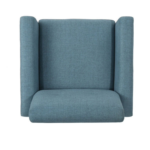 English Elm Christopher Knight Home® - CLUB Vintage-Inspired Fabric Club Chair with Nailhead Trim & Scroll Arms, Birch Legs, Contemporary Comfort Blue 31.5 L x 27.75 W x 18.5 H 60848.00BLU