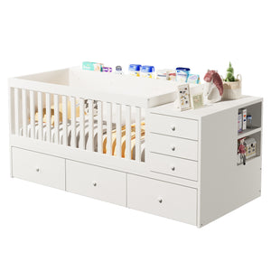 English Elm Convertible Crib Daybed with Changing Table Six Drawers Pine Wood Nursery Frame FF00001AAW