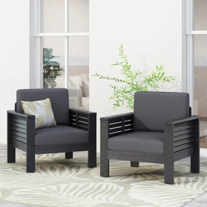 Christopher Knight Home® - Noble House - - ( Set Of 2) Outdoor Acacia Wood Club Chairs With Cushions, Dark Gray, 27.75"D X 32"W X 27.75"H