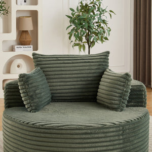 English Elm 50"l Corduroy Oversized Sleeper Chair with Neck Pillow Support for Lounge or Bedroom Green W834P405866