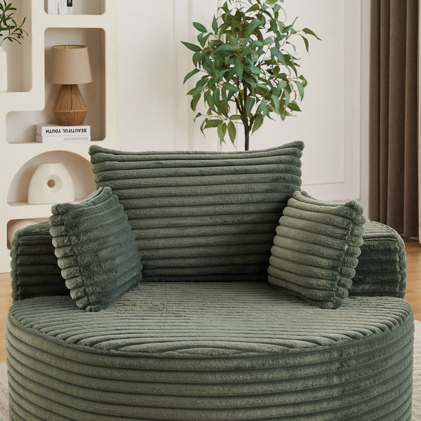 English Elm 50"l Corduroy Oversized Sleeper Chair with Neck Pillow Support for Lounge or Bedroom Green W834P405866