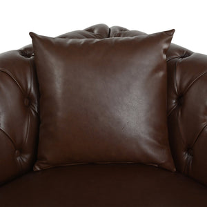 English Elm Sectional Chesterfield Sofa with Tufted Back Nailhead Trim Pu Leather 5 Seat Living Room Dark Brown W680S00113