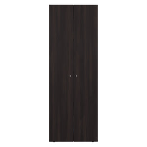 English Elm Home 2 Door Closet System Stained Walnut - Compact 66.9" H Freestanding Wardrobe with 4 Fixed Shelves for Organized Bedrooms, Laundry, Utility B070P351125
