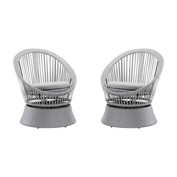 English Elm Christopher Knight Home® - [Set Of 2] 26.7" Modern Swivel Wicker Lounge Chairs With Cushions - Stylish & Versatile For Any Space N767P237032G_2