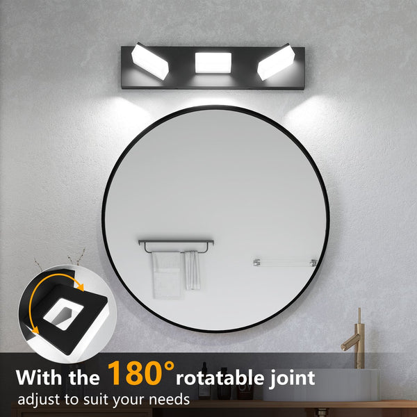 English Elm Led Modern Bathroom Vanity Light Fixture – 3-Light Matte Black With Dimmable Cool White Illumination W2312P374938