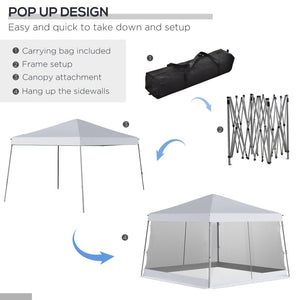 English Elm Outsunny Slant Leg Pop Up Canopy Tent With Mesh, Portable Sun Shelter For Parties & Outdoor Events W2225P200911-GIGA