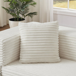English Elm Modern Cord Fabric Convertible Sofa Sleeper Low Profile Square Frame for Apartments White W3396P439850