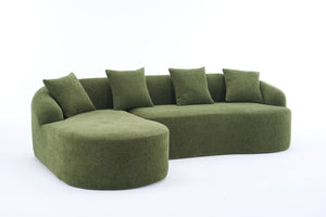 English Elm Compression Compression Sponge Sofa Curved Modular Sectional with 30D High-Density Chenille Sleeper for Cozy Apartment Living Room Comfort and Safe Rounded Design Antique Green,Green W2231S00031
