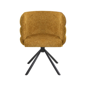 English Elm 270° Swivel Mid-Century Modern Upholstered Desk Chairs Set of 2 with Thick Cushion & Metal Base Orange W757P281147