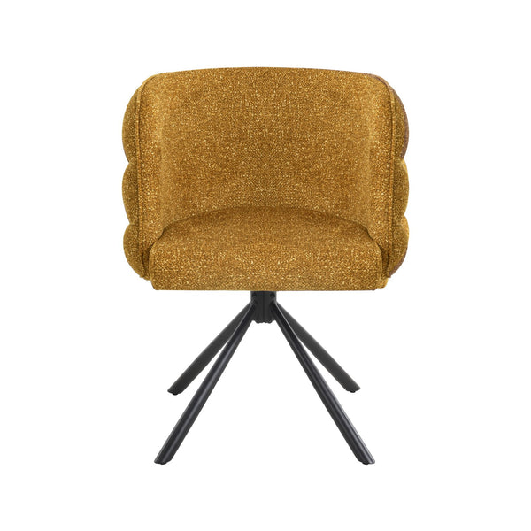 English Elm 270° Swivel Mid-Century Modern Upholstered Desk Chairs Set of 2 with Thick Cushion & Metal Base Orange W757P281147