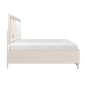 English Elm Modern Queen Platform Bed Chenille Headboard Led Lighting Footboard Storage Drawers B011S02158