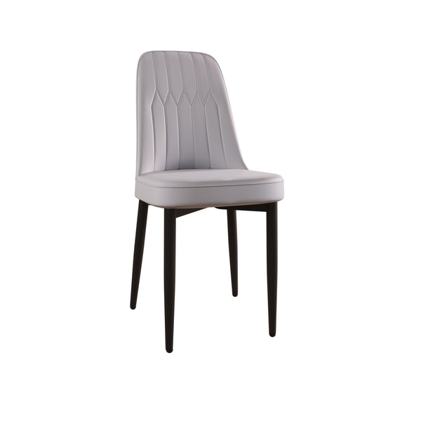 English Elm A Set Of 2 Modern Grey Dining Chairs With Pu Leather, Thick Cushions & Sturdy Black Metal Legs W2189140246