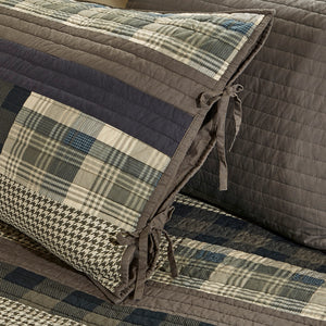 JLA Home Woolrich - 5 Quilted Daybed Cover Set Twin with Reversible Plaid & Solid Shams, Bedskirt, Tie Closures, Washable WR13-2122