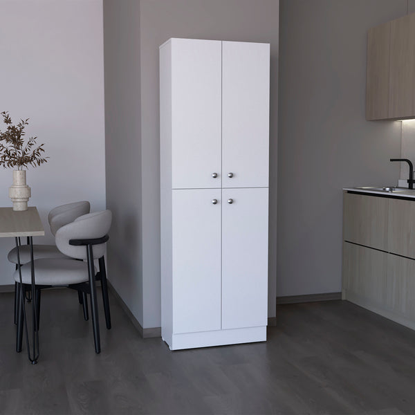 English Elm Kitchen Pantry Tall Cabinet 71" H with 4 Doors and 5 Adjustable Shelves for Organized Storage and Laundry White 42.91 L x 28.74 W x 5.12 H B097P221377