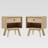 MCM 20" 1 Drawer Nightstand - Set of 2 Coastal Oak FRAB4CCO-2PK Walker Edison