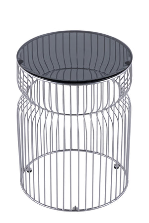 English Elm ET901 Sleek Contemporary Metal Frame End Table with Tinted Tempered Glass Top, 21" Height, Modern Accent Chrome B009P306195