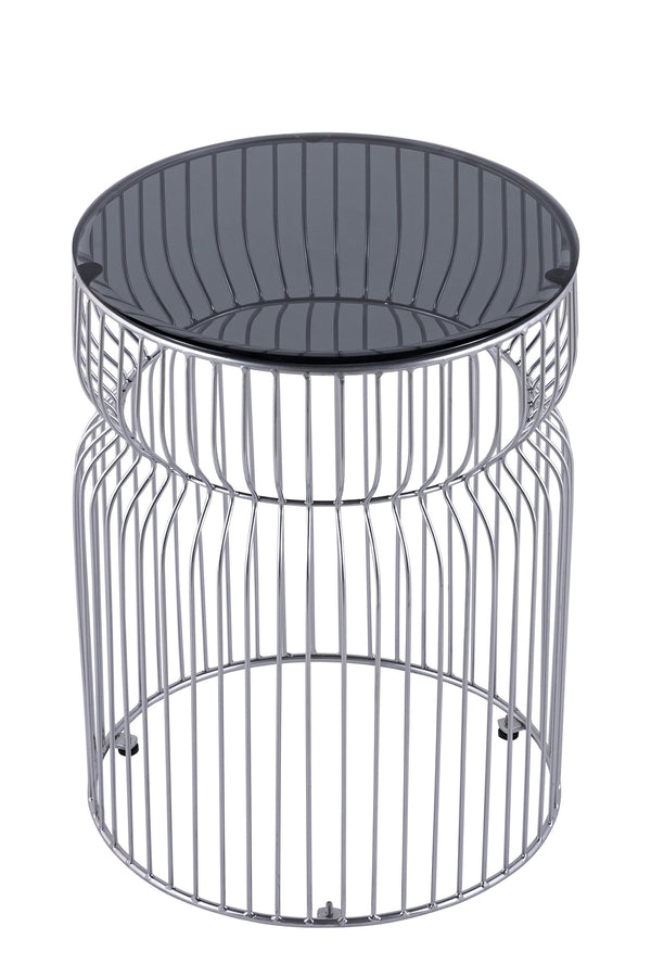 English Elm ET901 Sleek Contemporary Metal Frame End Table with Tinted Tempered Glass Top, 21" Height, Modern Accent Chrome B009P306195