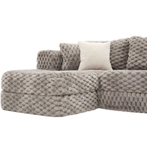English Elm Swivel Barrel Accent Chair Chenille Tufted Round Club Seat for Living Room Lounge Grey N719S002360E