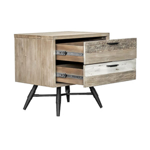 English Elm Bridges Solid Acacia Wood Nightstand with Two Drawers for Farmhouse Bedroom Storage B2736P464856