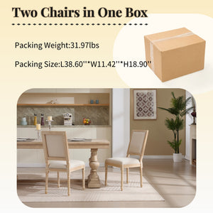 English Elm French Country Dining Chairs Set Of 2 – Elegant Upholstered Square Back, Stylish Comfort For Dining W3426P324534