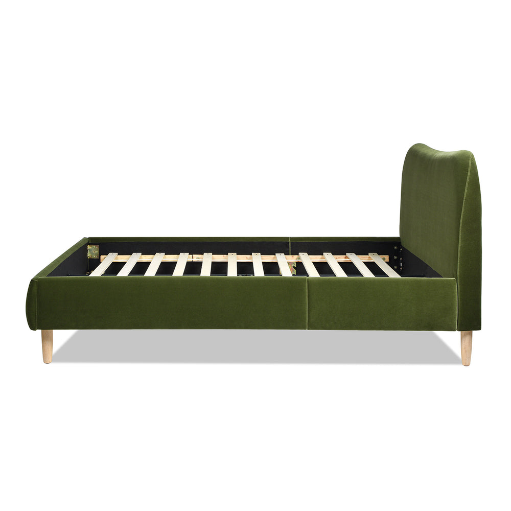 English Elm Jennifer Taylor Home - Roman Upholstered Queen Platform Bed With Curved Headboard In Olive Green Velvet - Stylish Comfort! B2719P238211