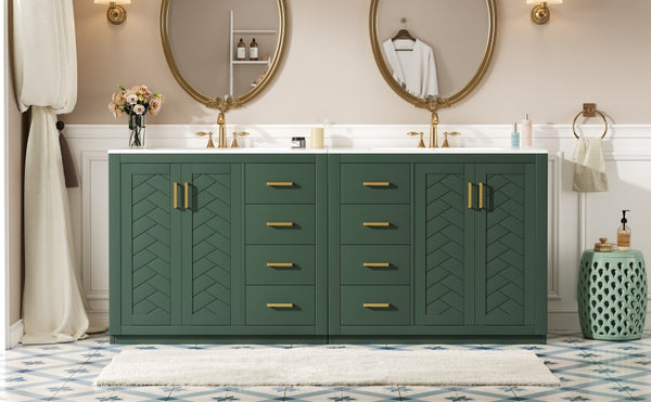 English Elm 72'' Elegant Bathroom Vanity With Ceramic Sink, Soft-Close Drawers & Solid Wood Storage Cabinet Set N710SS00013F